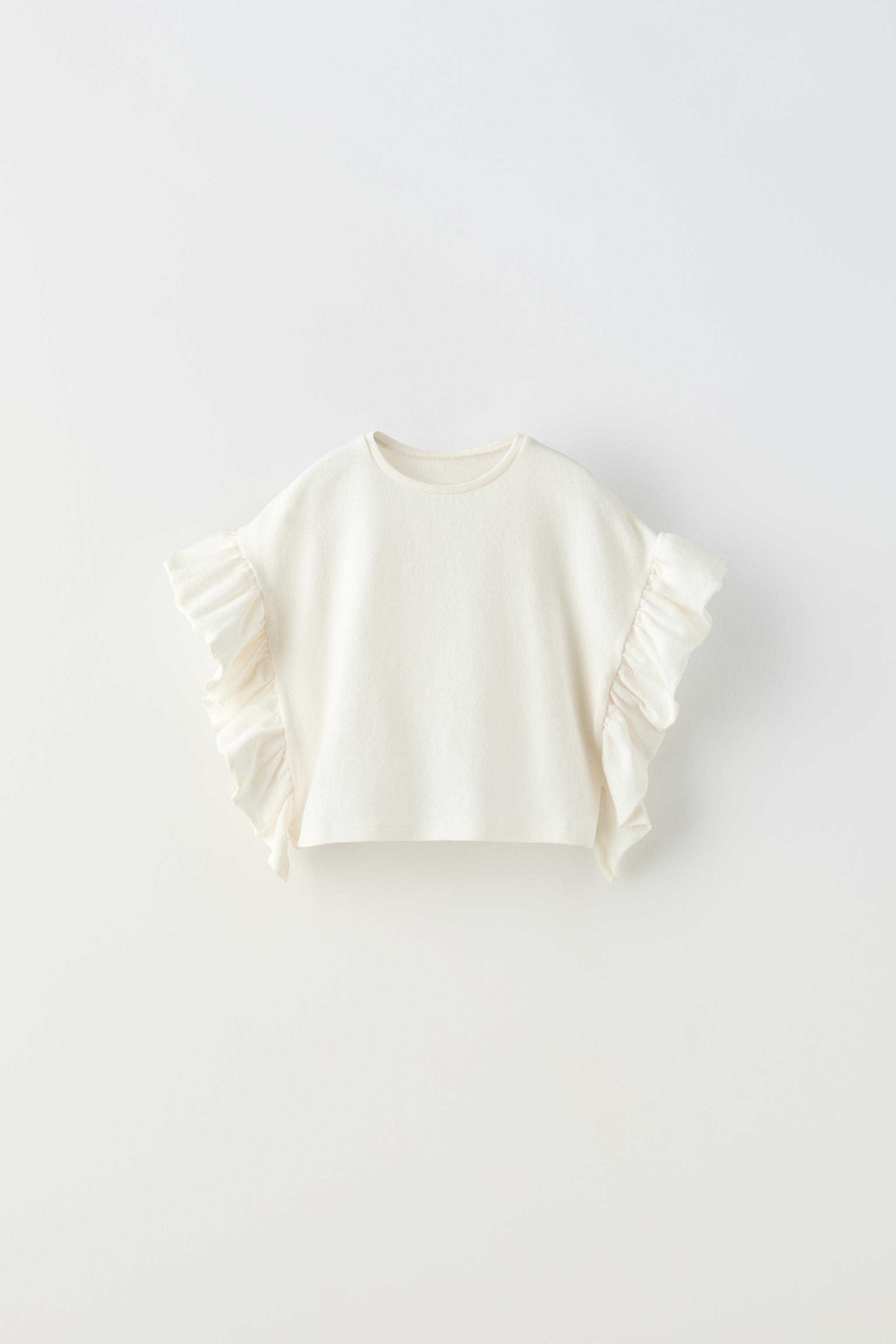 EMBROIDERED BALLOON SLEEVE TOP - White | ZARA United States