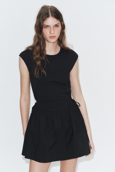 Zara SHORT COMBINATION DRESS - Black