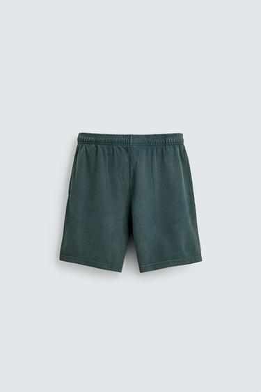 ウォッシュドワッフルバミューダパンツグリーンZaraのウォッシュドワッフルバミューダパンツ - グリーン 