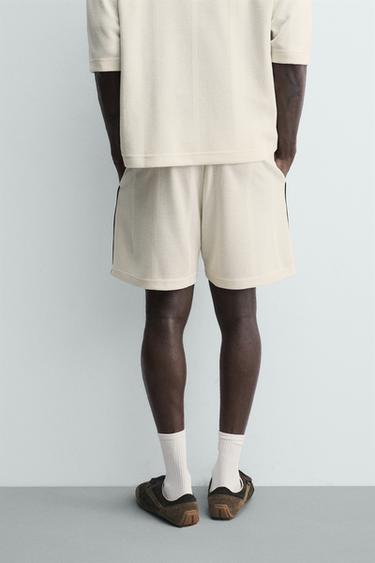 CONTRAST RETRO FOOTBALL BERMUDA SHORTS - Oyster-white by Zara - Image 2