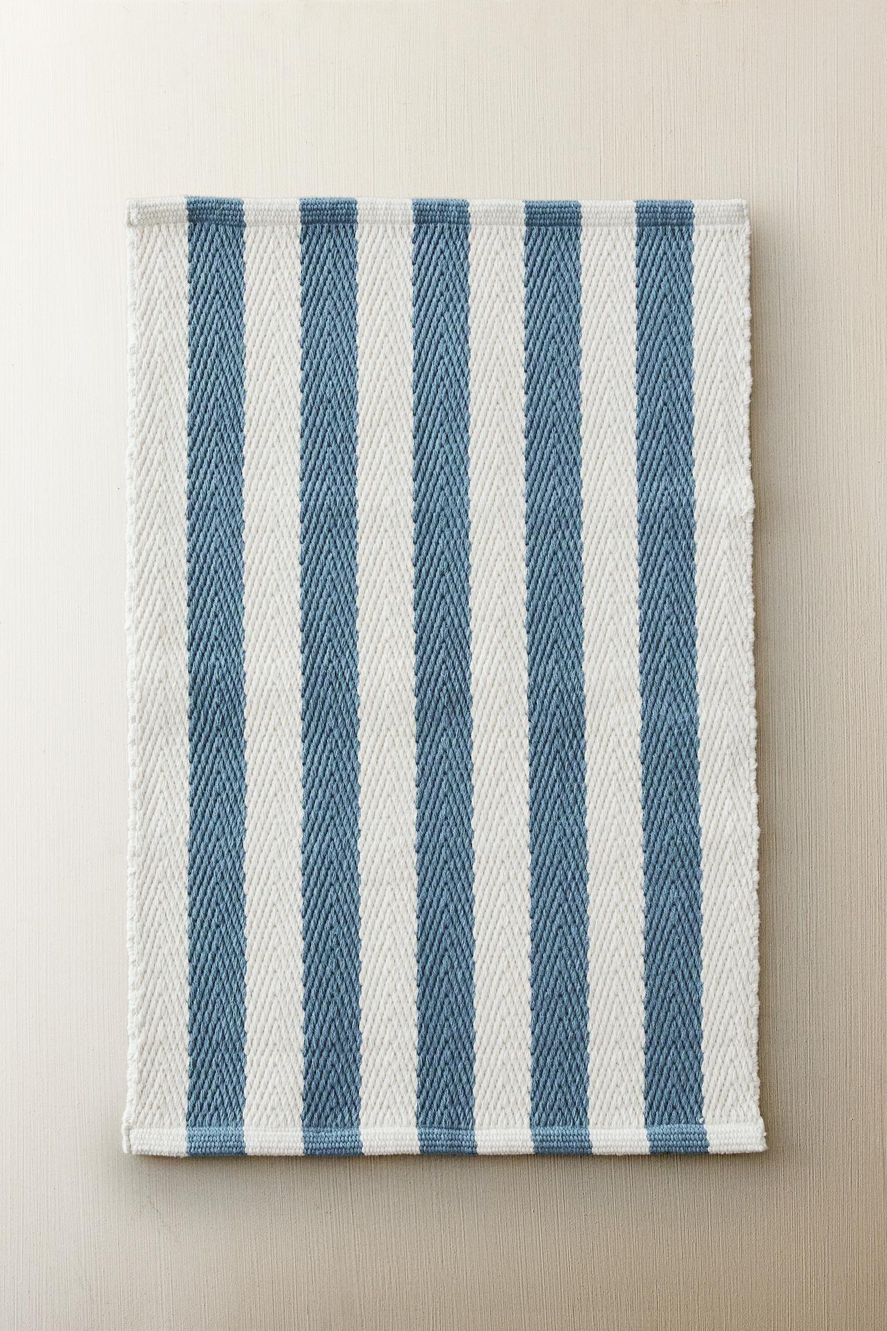 STRIPED BATH MAT — Mid-blue