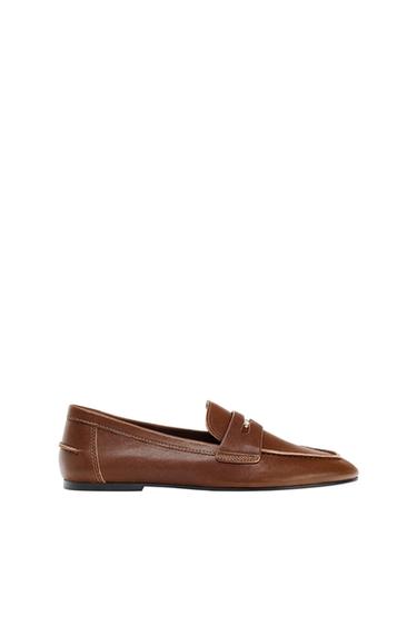Classic brown leather loafer with stitching detail and a penny strap, shown in profile against a white background.