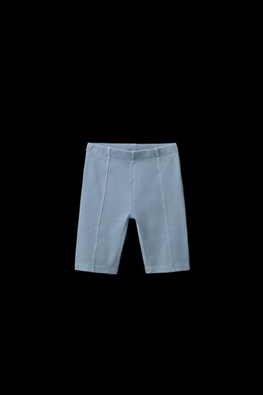 WASHED-EFFECT RIBBED CYCLING LEGGINGS - Faded blue by Zara - Image 0