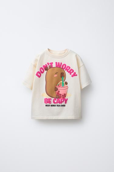 Zara 水豚 CAPYFUN © 印花 T 恤 - 裸色