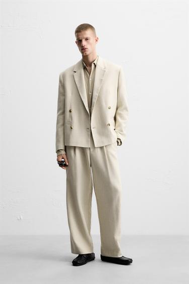 TEXTURED LINEN SUIT - Blue / Indigo by Zara