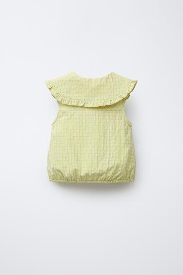 CHECK SHIRT WITH COLLARS - Lime by Zara - Image 1