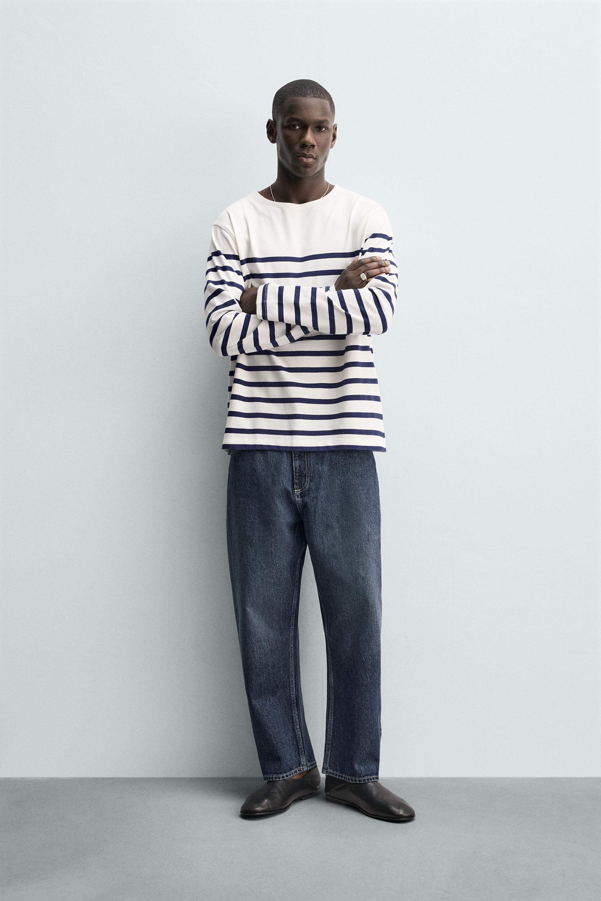 RELAXED FIT STRIPED JACQUARD T-SHIRT