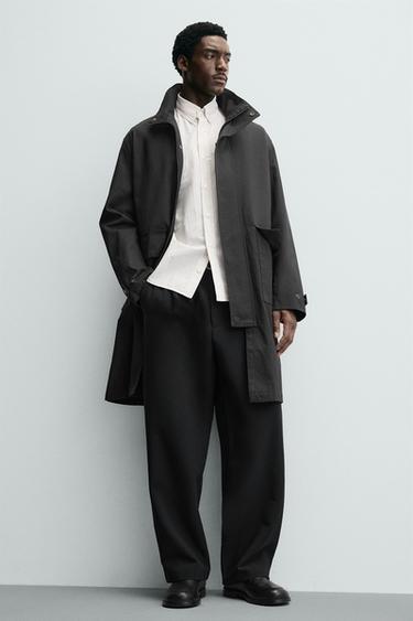 WAXED FINISH TRENCH COAT - Dark grey by Zara - Image 4