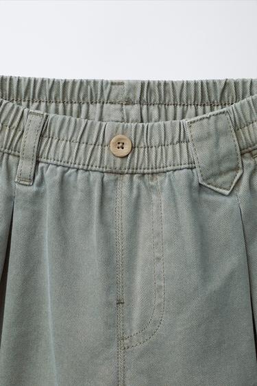 PANTALON BALLON À PLIS - Bleu canard de Zara - Image 2