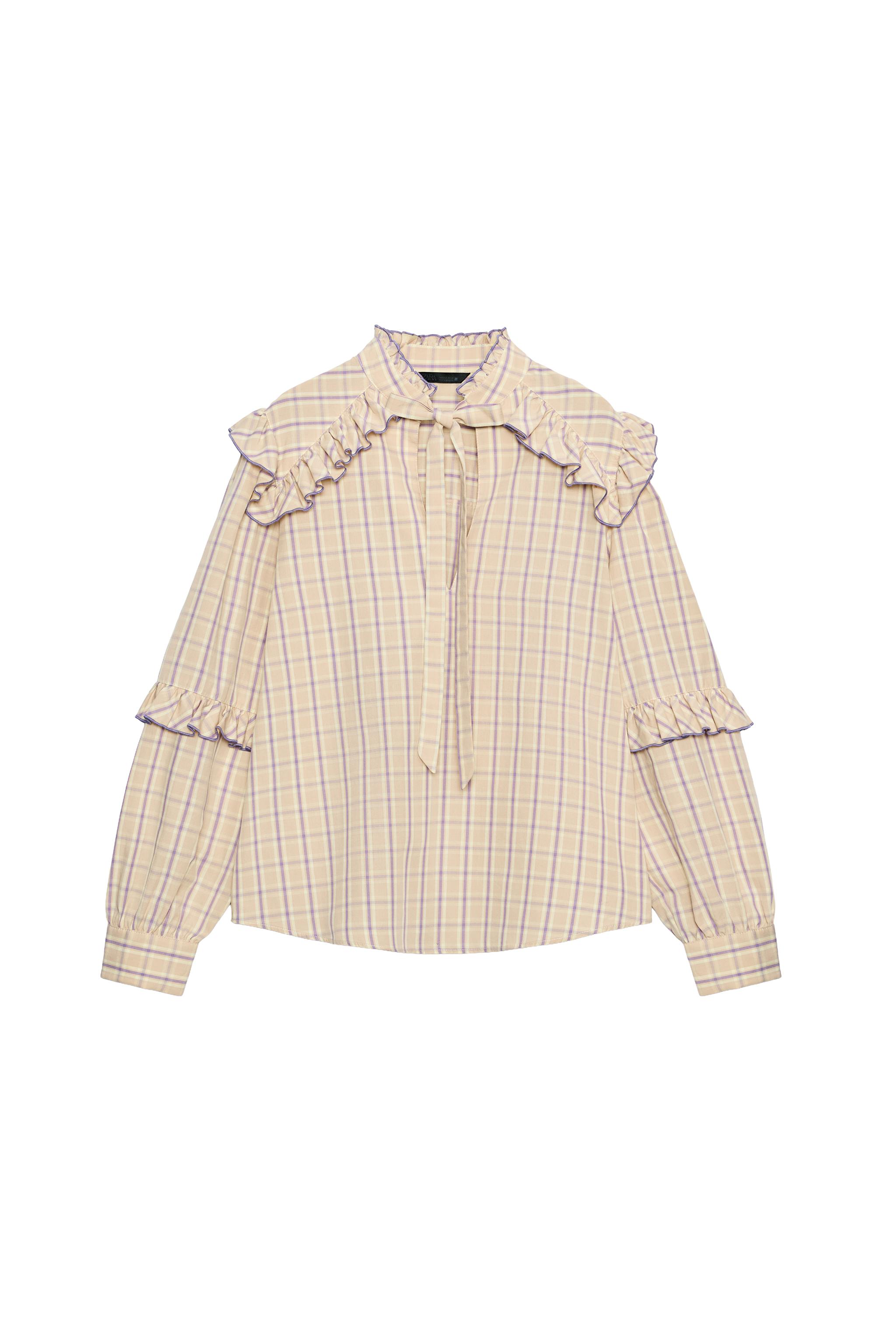 BLUSA CUADROS VOLANTES