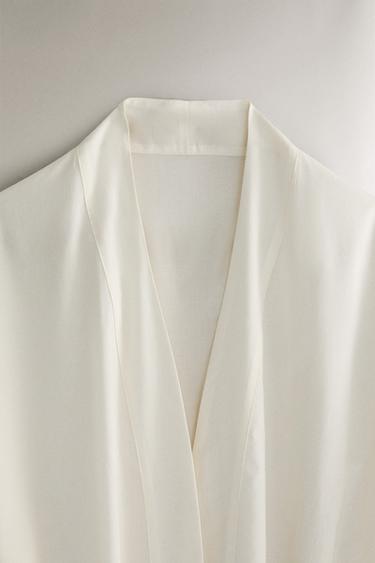 COTTON DRESSING GOWN WITH EMBROIDERY - Ecru by Zara - Image 1