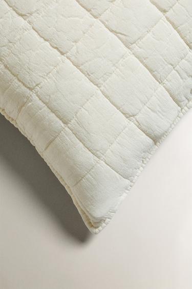 CUSHION COVER FOR QUILTS WITH SQUARES - Oyster-white by Zara - Image 1