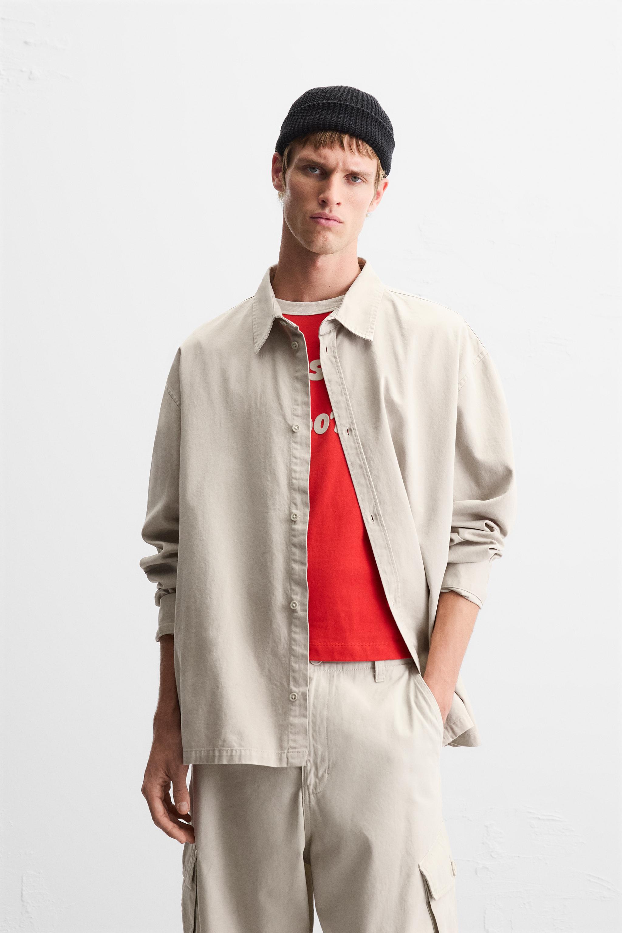 CAMISA RELAXED FIT LAVADO Beige ZARA Mexico