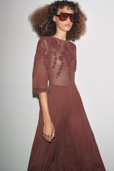 ZW COLLECTION COMBINED DRESS - Maroon by Zara