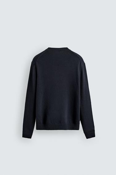 REGULAR FIT COTTON/LINEN JUMPER - Dark navy by Zara - Image 6