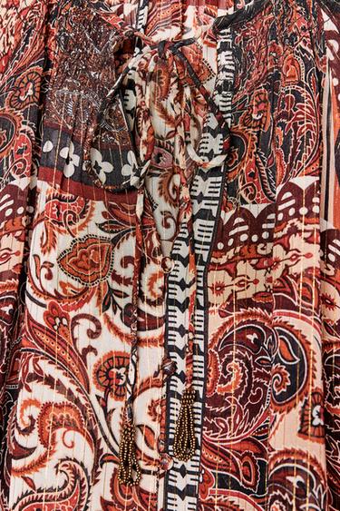 METALLIC THREAD PRINTED BLOUSE - Multicoloured by Zara - Image 4