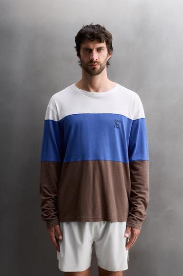 컬러 블록 린넨-코튼 티셔츠 - Zara 기타