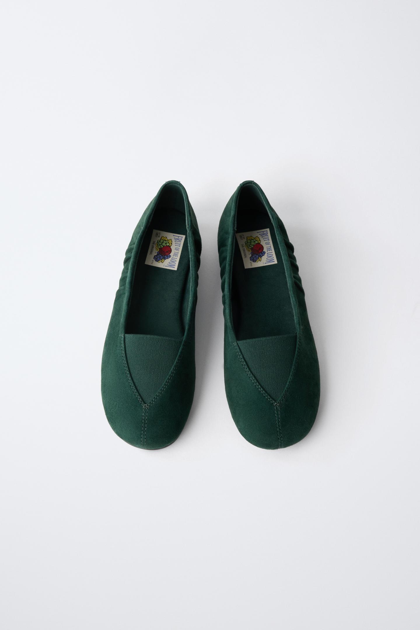 Детские балетки Zara Fruit OF the Loom™ Leather Ballet Flats, цвет: Зелёный — фото 4