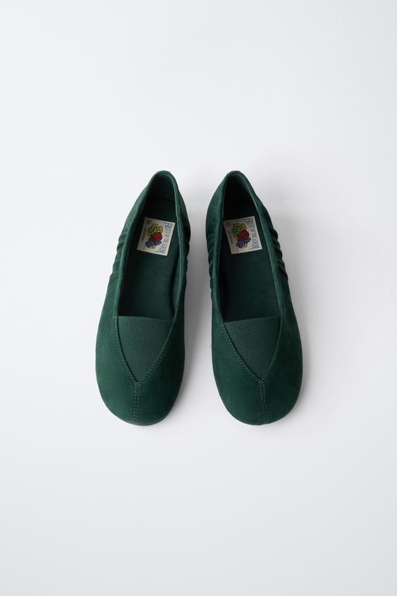 BALLERINES EN CUIR FRUIT OF THE LOOM™ - Vert de Zara - Image 3