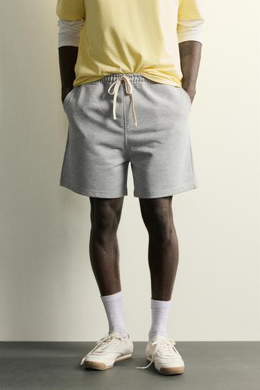 RELAXED FIT JOGGER BERMUDA SHORTS - Grey marl by Zara