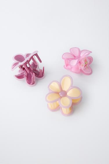 3-PACK OF FLOWER HAIR CLIPS - Ecru by Zara - Image 2