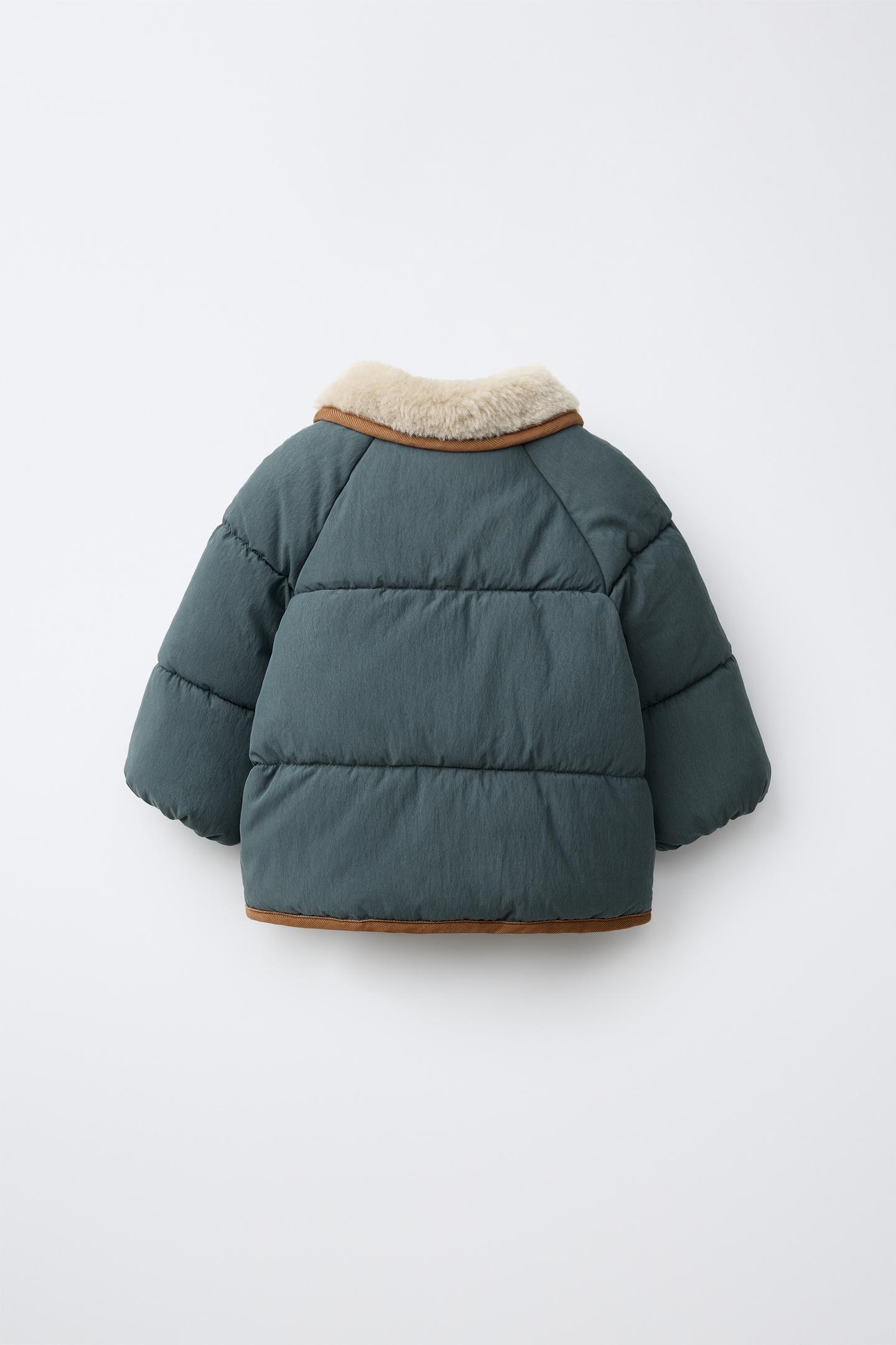 Детская куртка Zara Fur-Effect Collar, цвет: Синий — фото 2