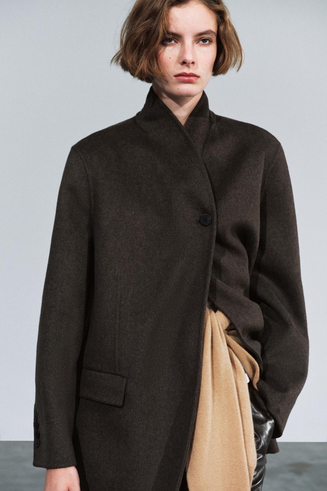ZW COLLECTION WOOL COAT — Brown