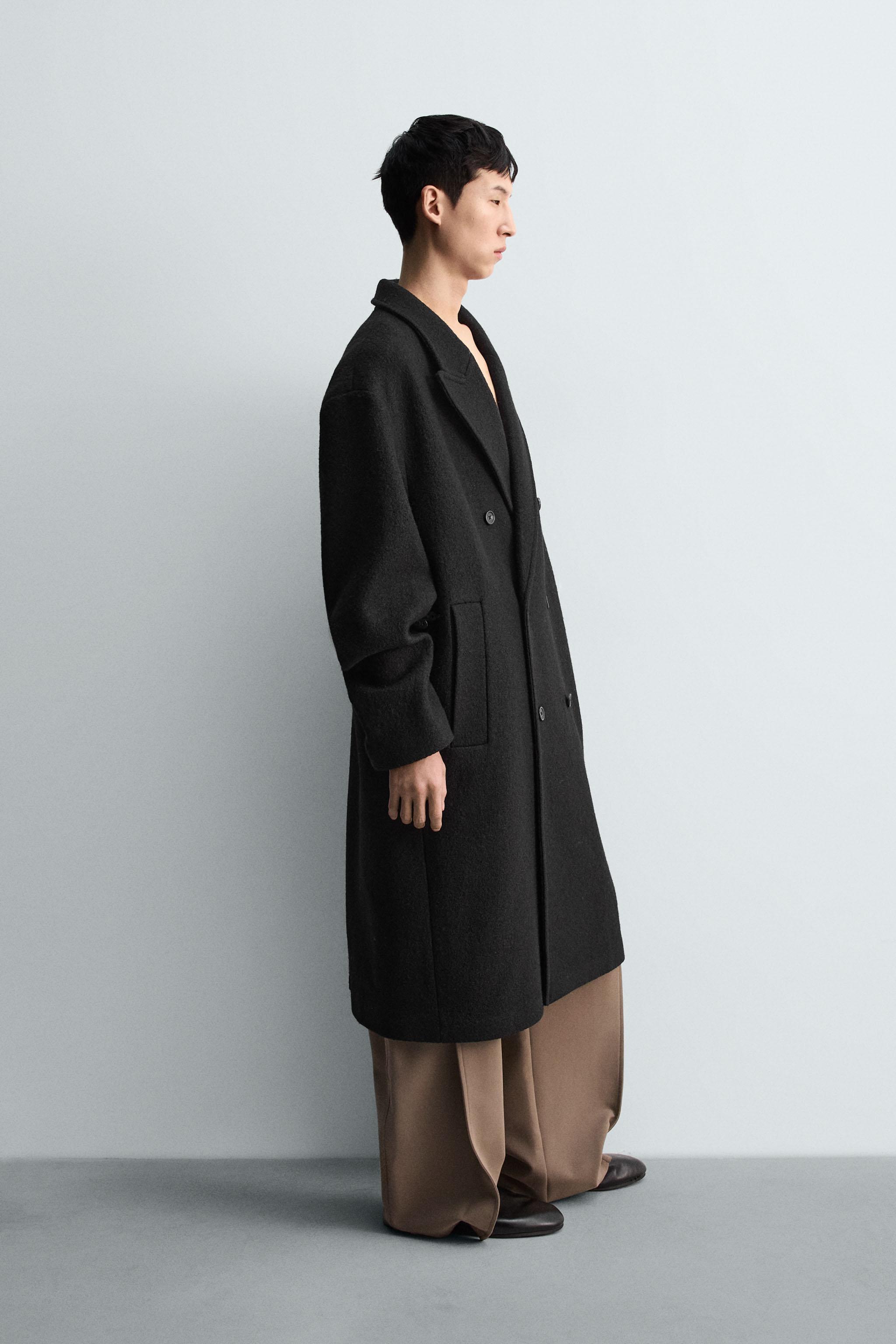 ブークレテクスチャーダブルブレストコート - ブラック | ZARA Japan