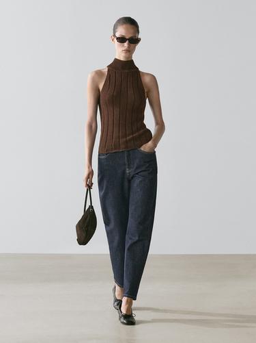 Zara Cotton blend halter top - Chocolate - Image 0