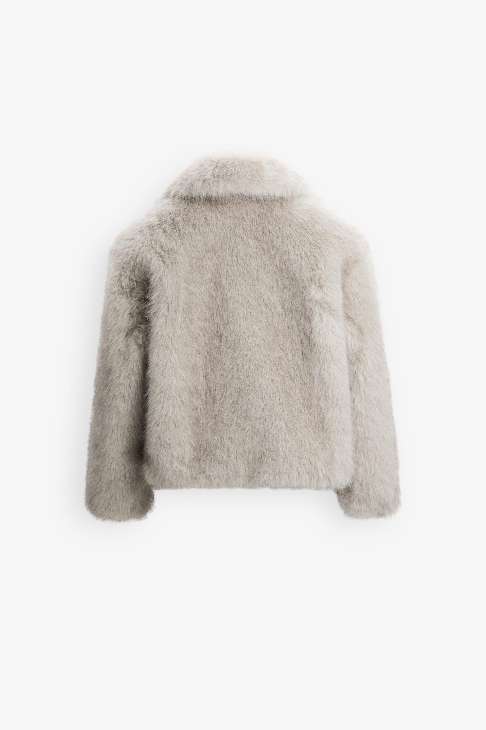 H&m grey faux fur jacket best sale