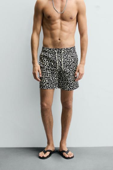 MAILLOT DE BAIN LONG À IMPRIMÉ GÉOMÉTRIQUE - Noir de Zara - Image 1