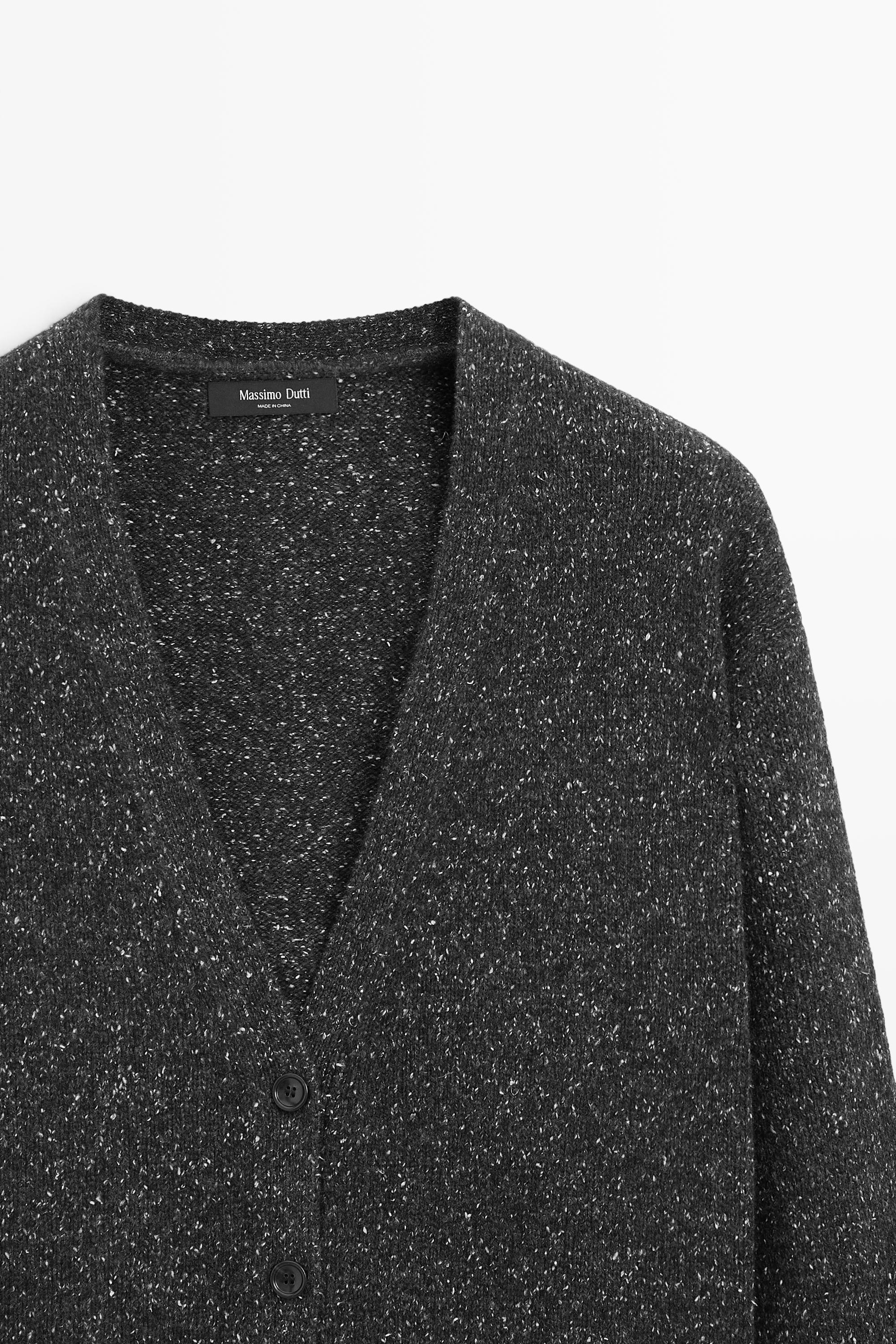 Cardigan en maille chinée laine et cachemire