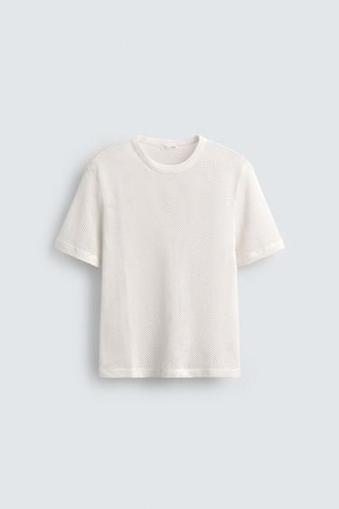 CAMISETA ESTRUCTURA ABIERTA - Blanco de Zara - Imagen 0