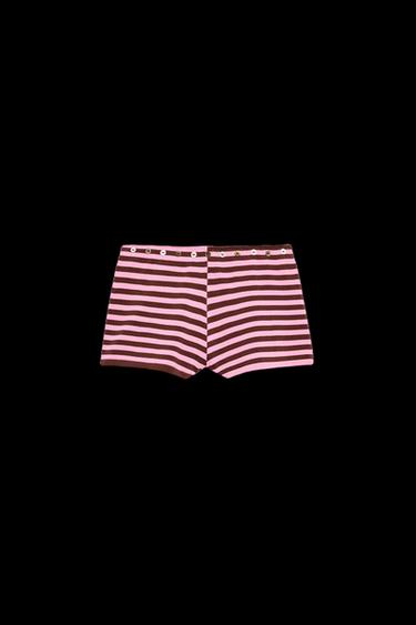 Zara MINI STRIPED SHORTS - Pink