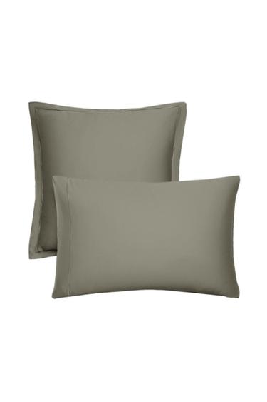 SATEEN PILLOWCASE WITH TRIM (300 THREAD COUNT) - Blue / Green by Zara