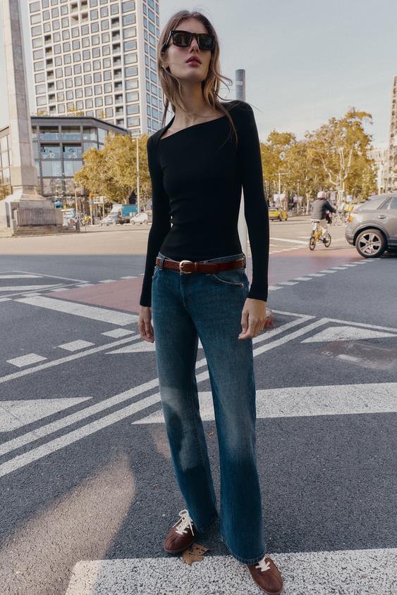 CAMISETA RIB MANGA LARGA - Negro de Zara - Imagen 0