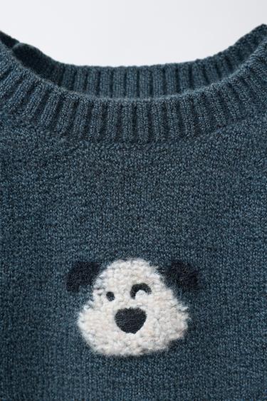 KNIT SWEATER WITH EMBROIDERED DOGS - Deep blue by Zara - Image 2