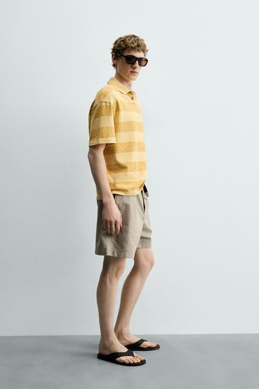 RELAXED FIT STRIPED POLO SHIRT - Yellow by Zara - Image 3