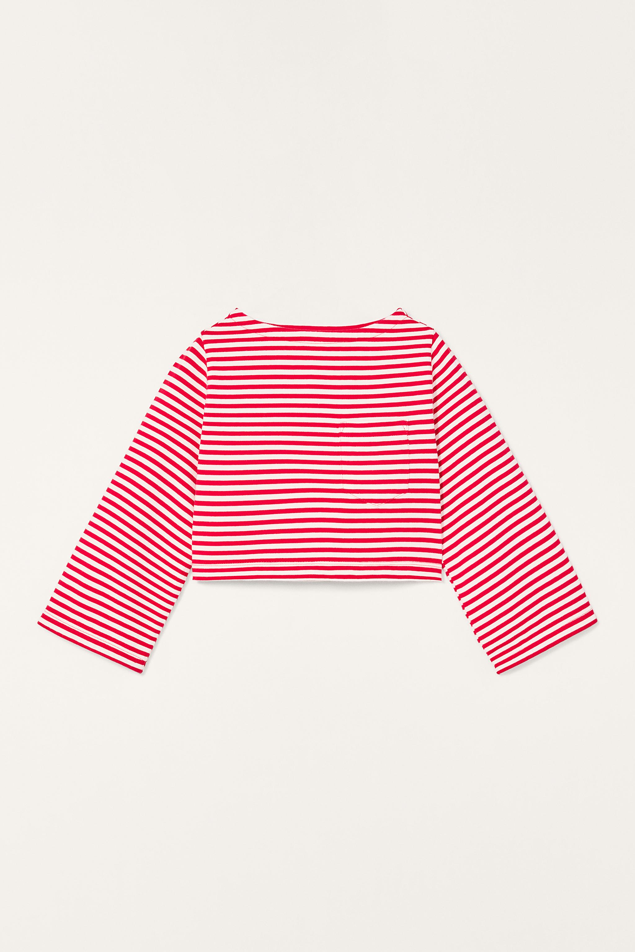 【ZARA】フリルトリム付きストライプ柄Tシャツ 5644/786/116 フリルトリム付きストライプ柄Tシャツ - カーキ | ZARA Japan / 日本