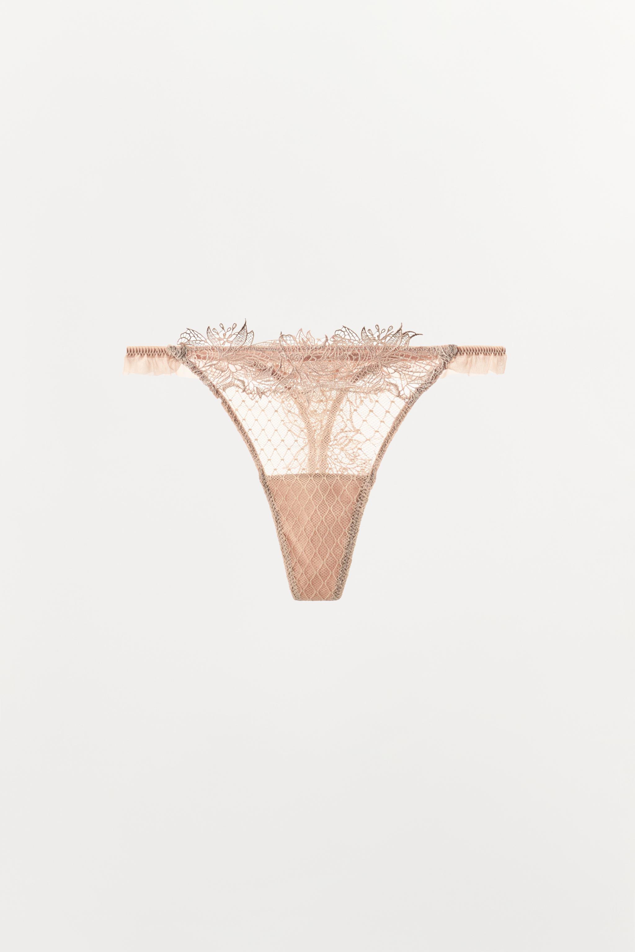 COMBINATION LACE THONG — Pink / White