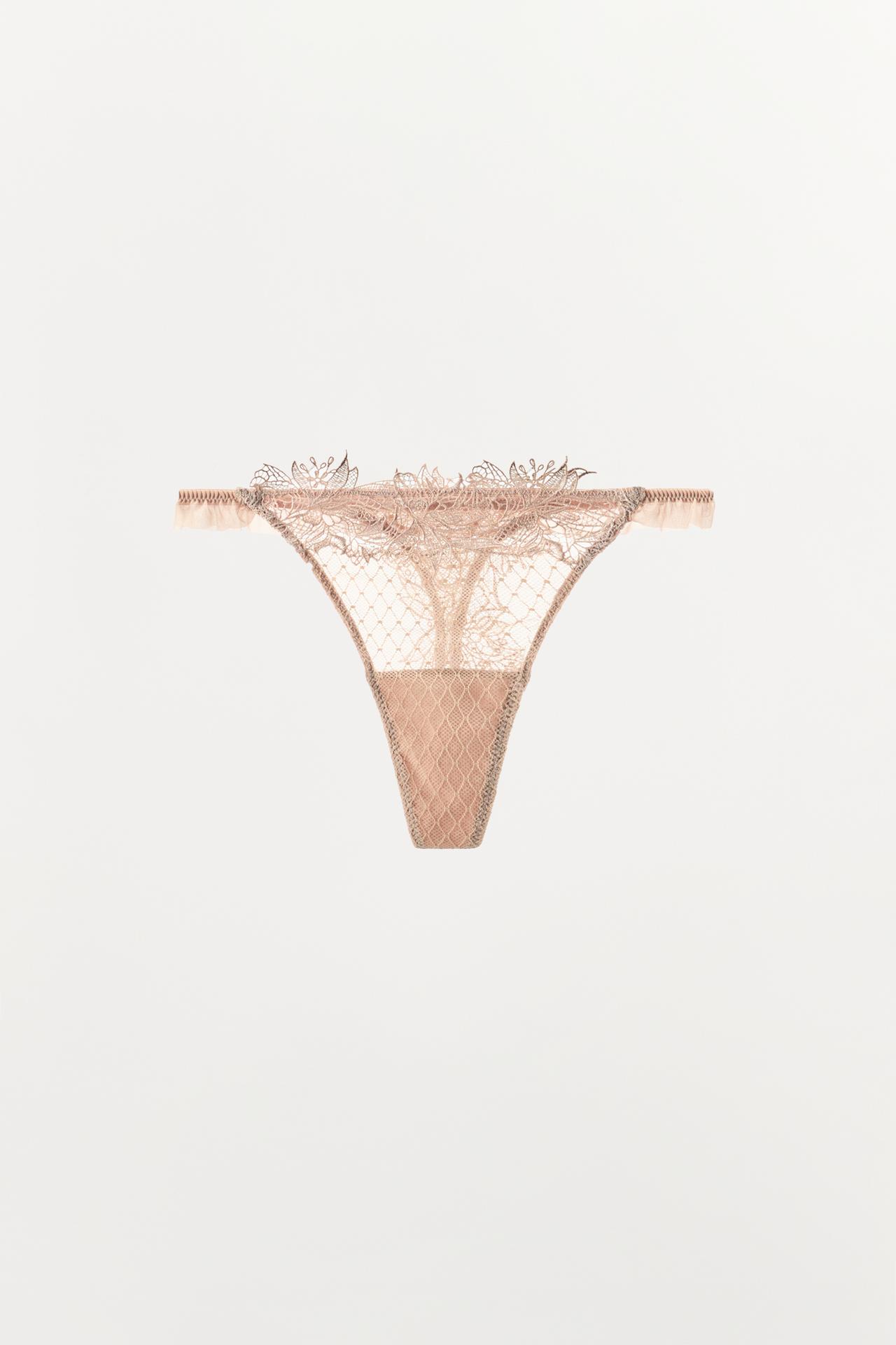 COMBINATION LACE THONG — Pink / White