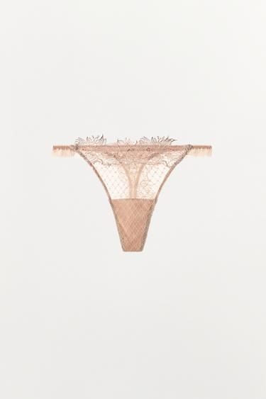 COMBINED LACE THONG - Pink / White by Zara