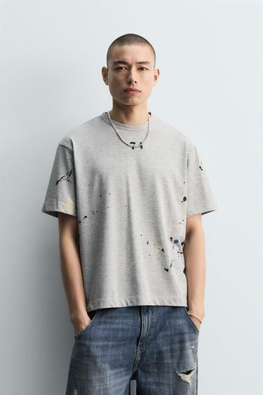 PAINT SPLATTER T-SHIRT - Grey marl by Zara