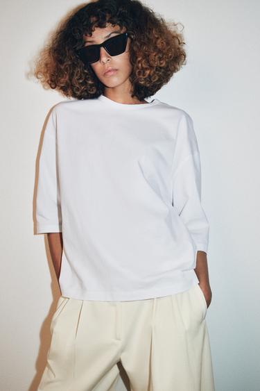 CAMISETA RÚSTICA MANGA CORTA - Blanco de Zara