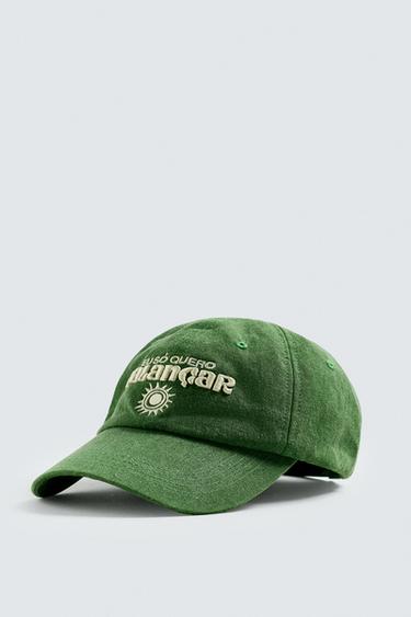CONTRAST EMBROIDERY CAP - Green by Zara