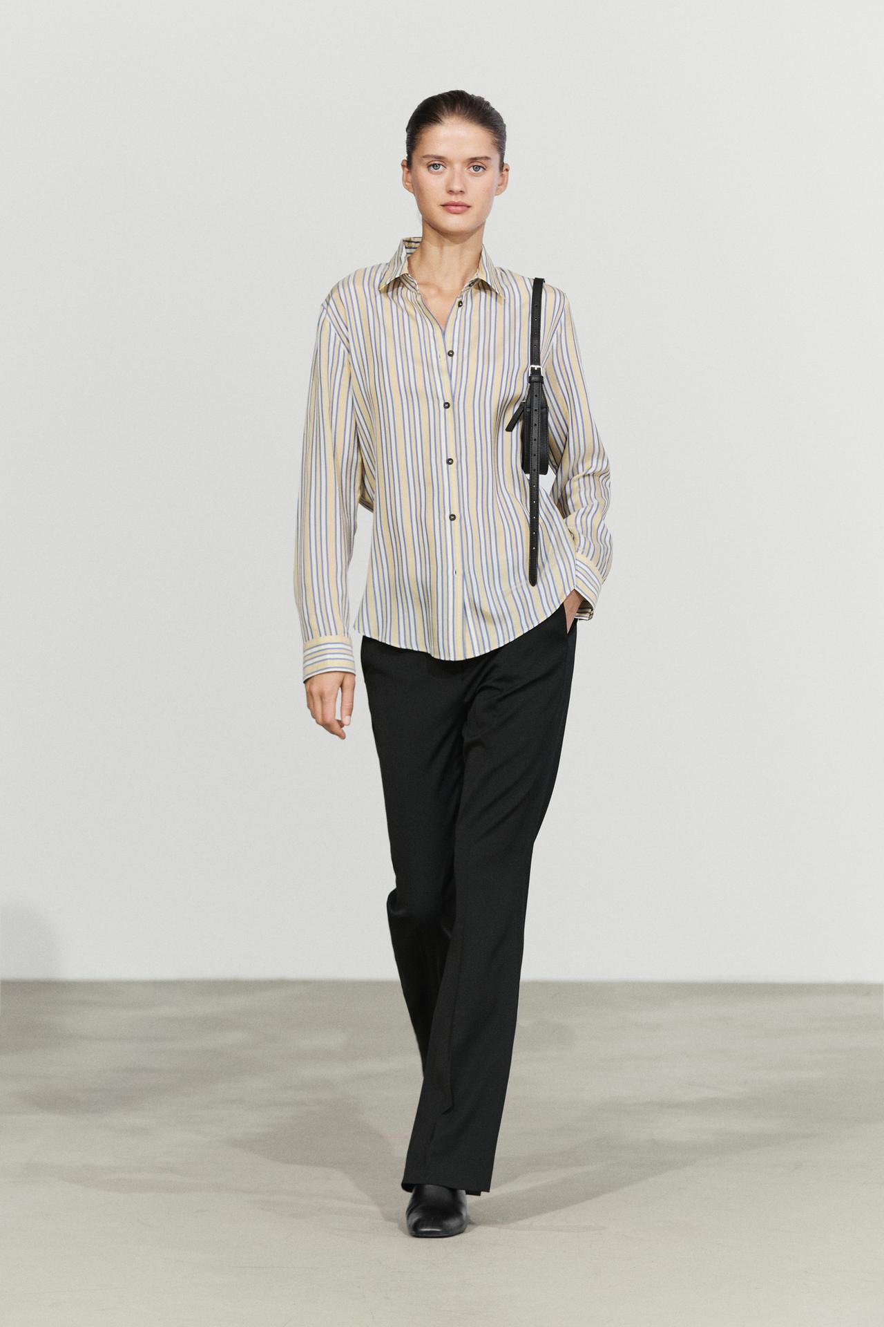 Flowy striped-detail shirt — 319