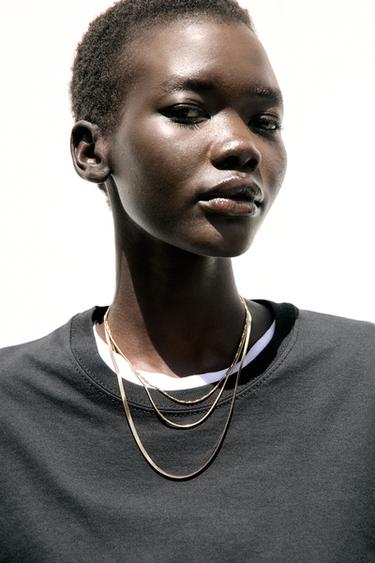 Zara WATERPROOF METAL CHAIN NECKLACE PACK - Golden - Image 0