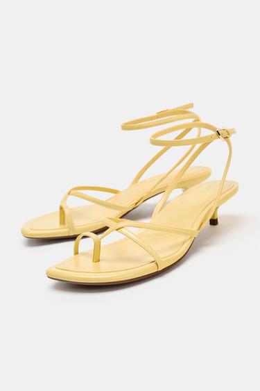 SANDALES KITTEN À BRIDES - Jaune de Zara - Image 4