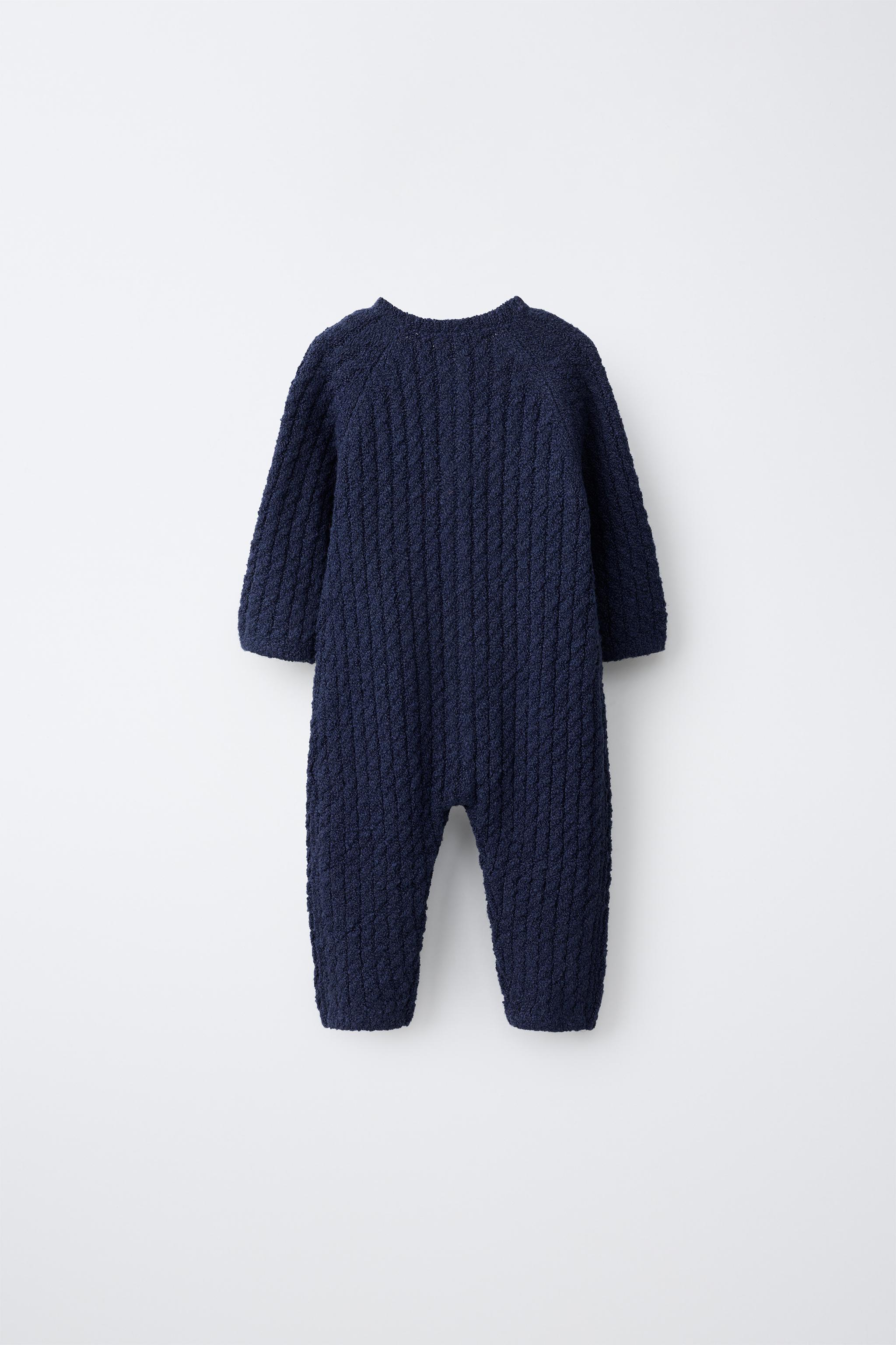 EMBROIDERED CABLE-KNIT LONG JUMPSUIT