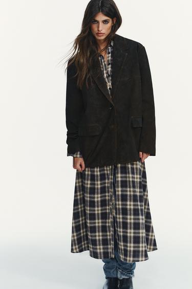 BLAZER AUS 100 % WILDLEDER MIT TASCHEN - Rost von Zara